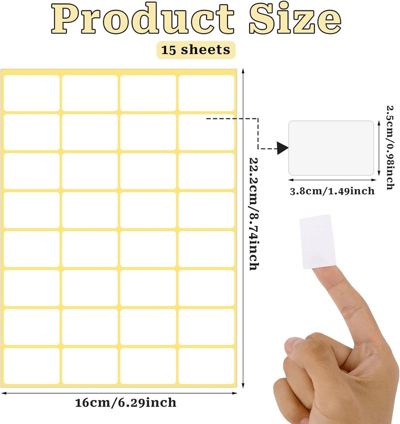 Sliverdew 480 Pcs White Blank Labels Self Adhesive Library Book Spine Labels 1" x 1.5" Mailing Address Label Stickers Small Barcode Labels for Laser/Ink Jet Printers - Image 3